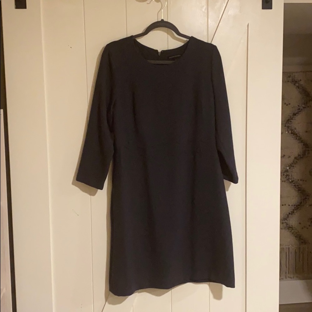 Dark grey, 3/4 sleeve, business casual dress